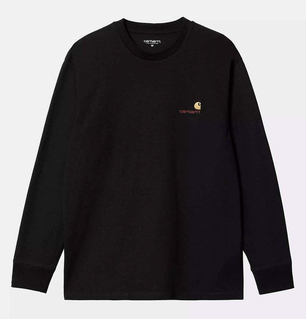 Carhartt WIP Long Sleeve American Script T-Shirt in Black