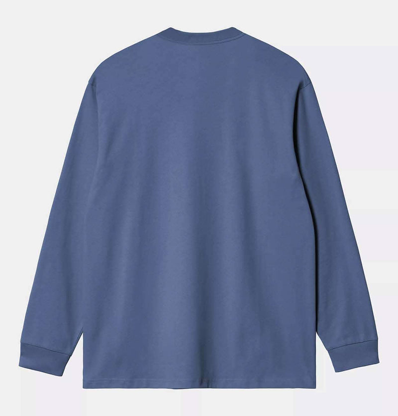 Carhartt WIP Long Sleeve American Script T-Shirt in Blue Iris