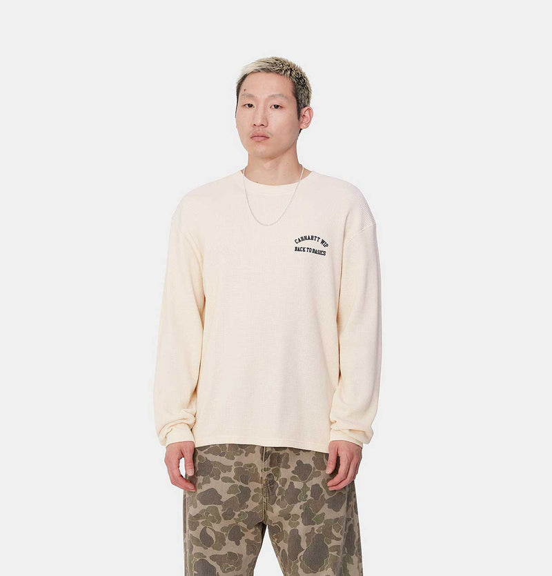 Carhartt WIP Long Sleeve Basics Script T-Shirt in Natural