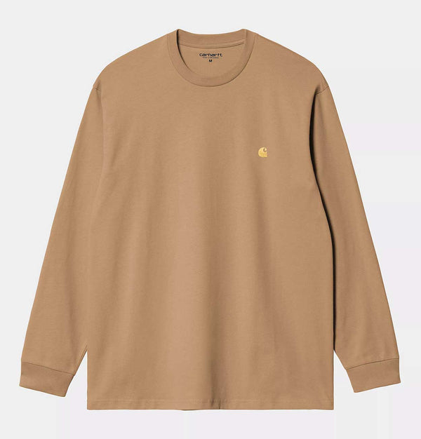 Carhartt WIP Long Sleeve Chase T-Shirt in Dusty H Brown