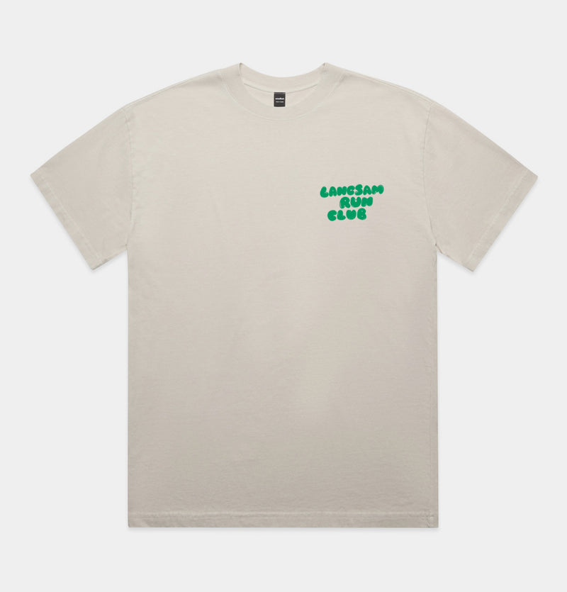 Långsam Run Club Heavy Faded Bubble T-Shirt in Ecru