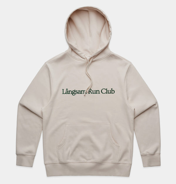 Långsam Run Club Heavy Hooded Embroidery Sweatshirt in Bone