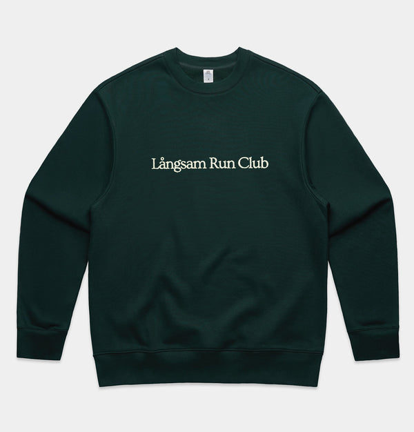 Långsam Run Club Heavy Embroidery Sweatshirt in Pine Green