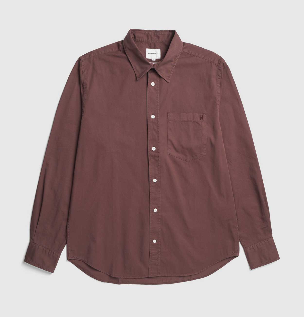 Norse Projects Algot Twill Shirt in Mahogany