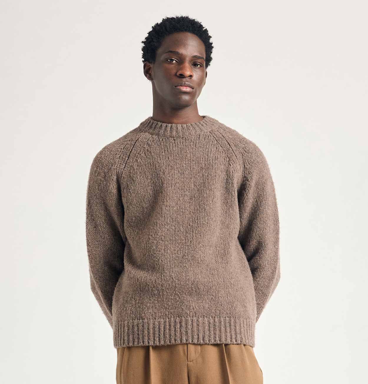 Norse Projects Birger Wool Raglan Jumper in Walnut