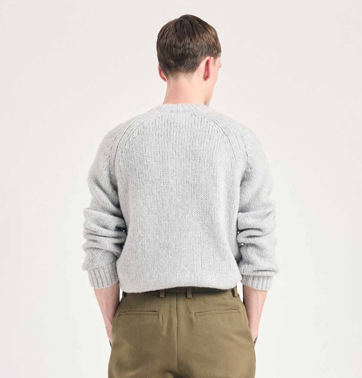 Norse Projects Birger Wool Raglan Jumper in Light Grey Melange