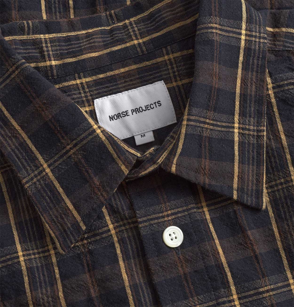 Norse Projects Ole Oversized Wool Check Shirt in Dark Navy
