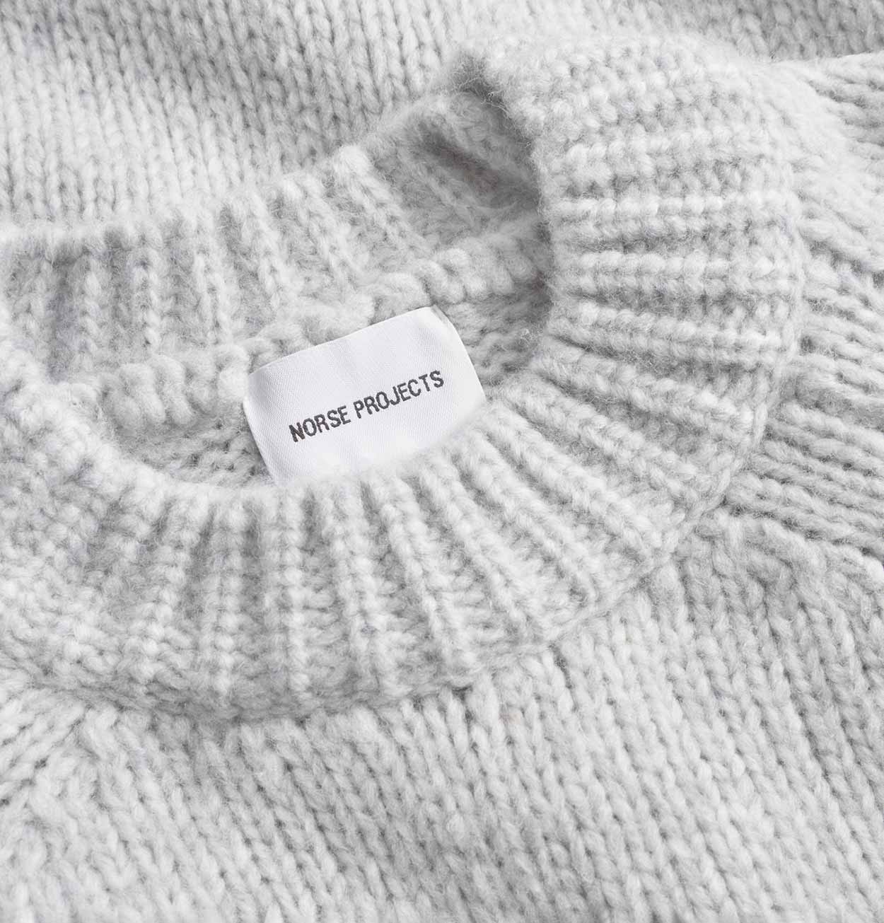 Norse Projects Birger Wool Raglan Jumper in Light Grey Melange