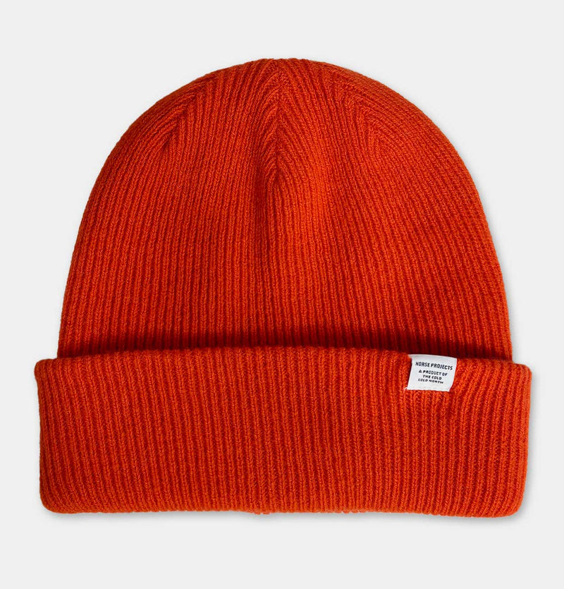 Norse Projects Norse Beanie in Blood Orange