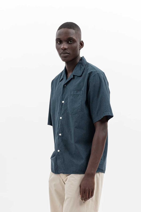 Norse Projects Carsten Cotton Tencel Shirt in Deep Marine