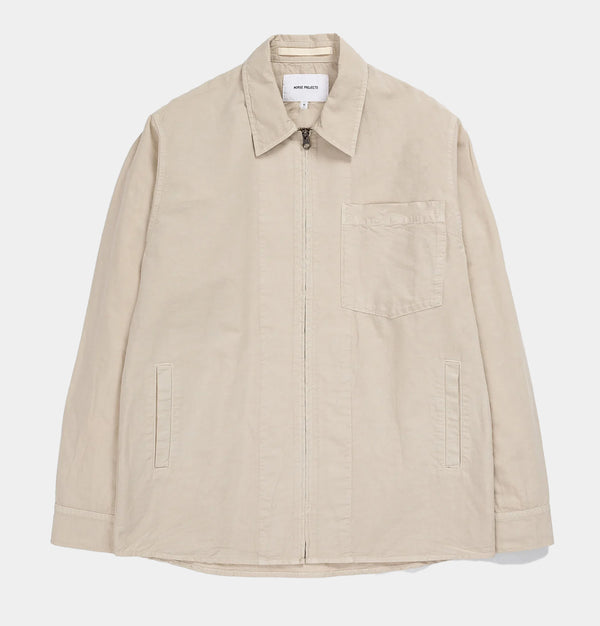 Norse Projects Julian Cotton Linen Jacket in Marble White