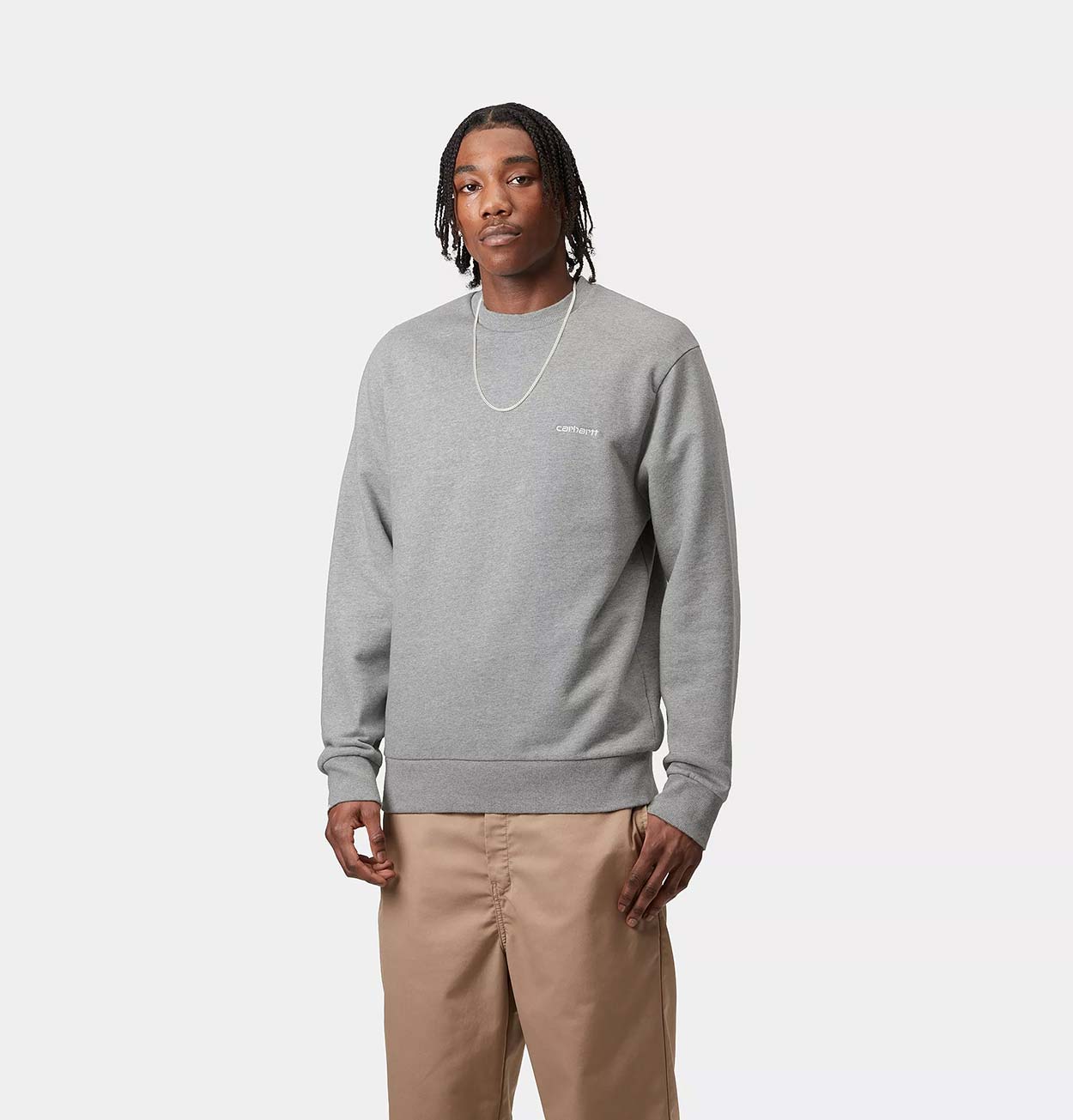 Carhartt WIP Script Embroidery Sweatshirt in Grey Heather