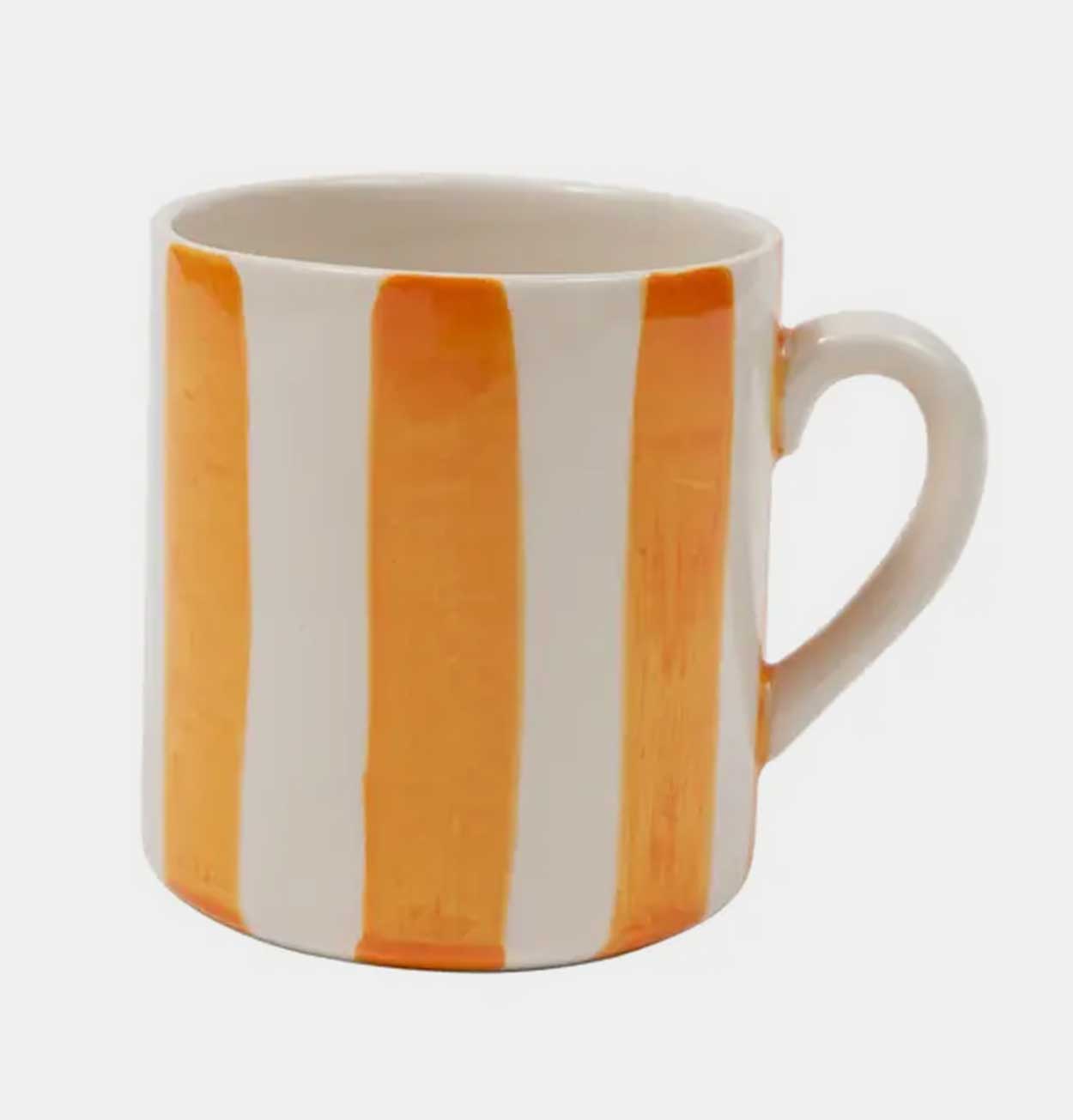 Handmade Striped Ceramic Mug – Mustard