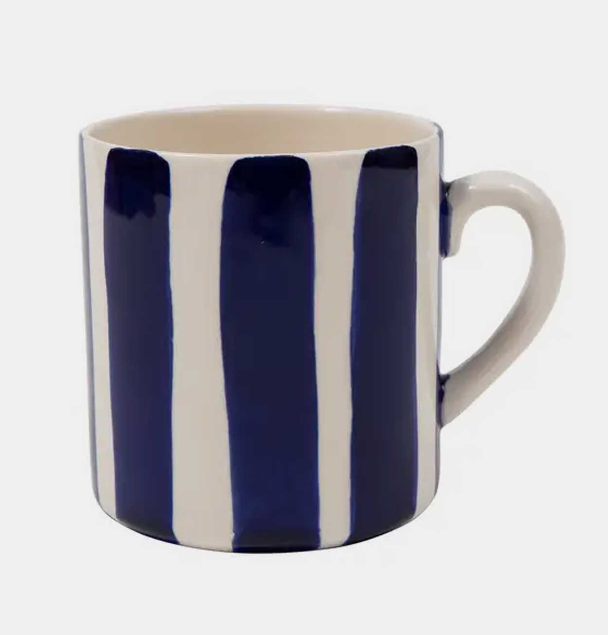 Handmade Striped Ceramic Mug – Blue