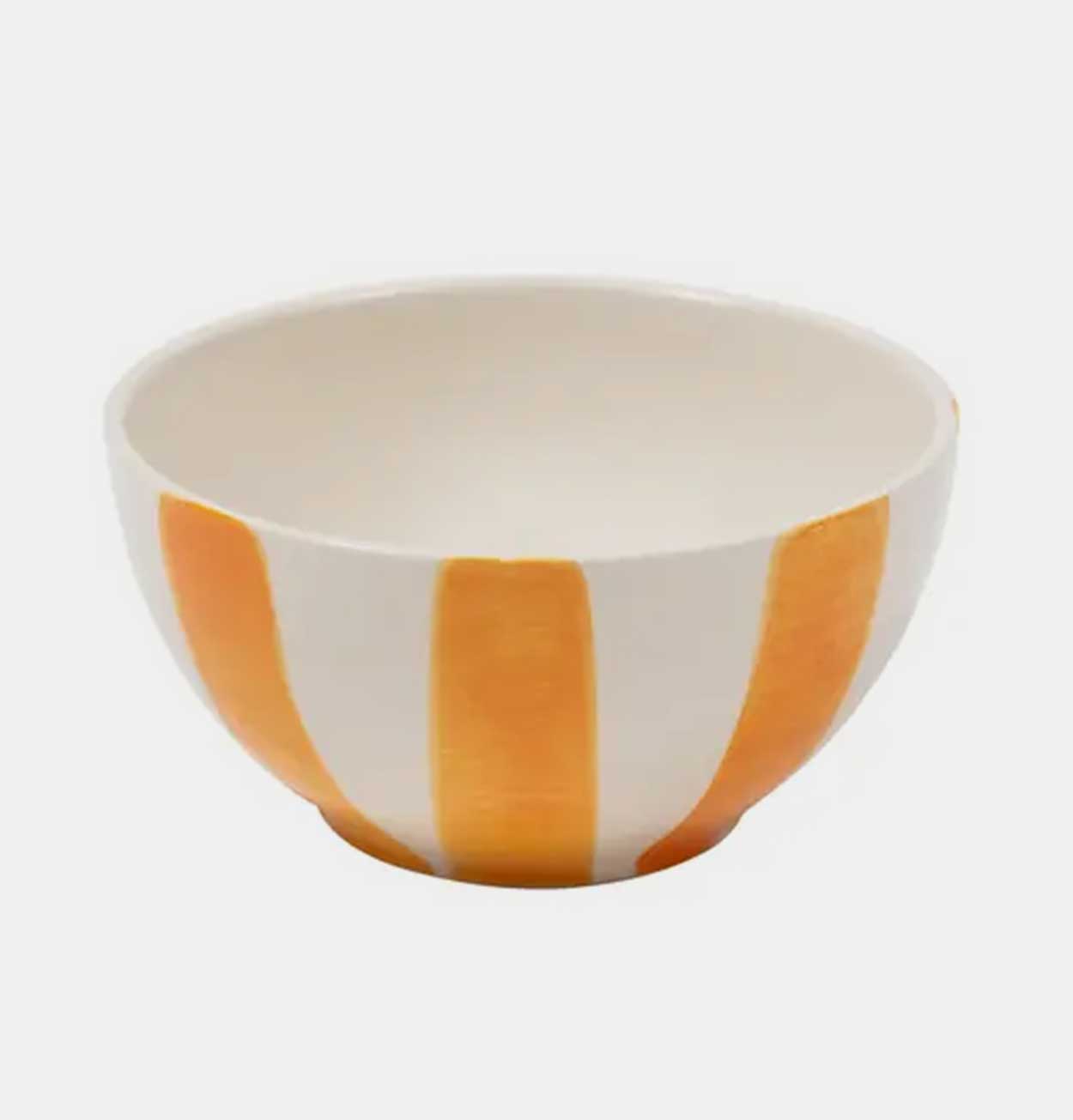 Handmade Striped Ceramic Nibble Bowl – Mustard