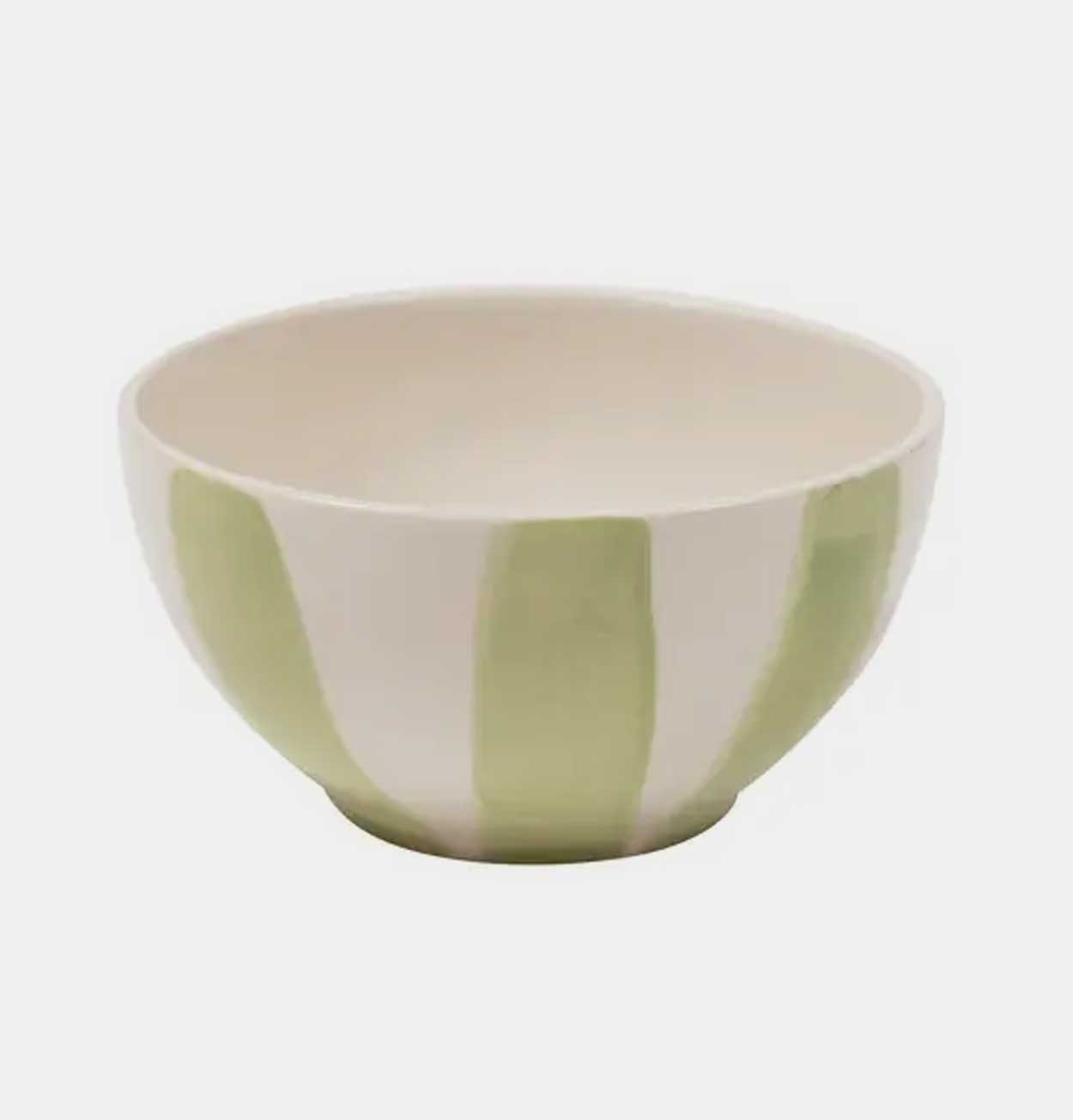 Handmade Striped Ceramic Nibble Bowl – Sage