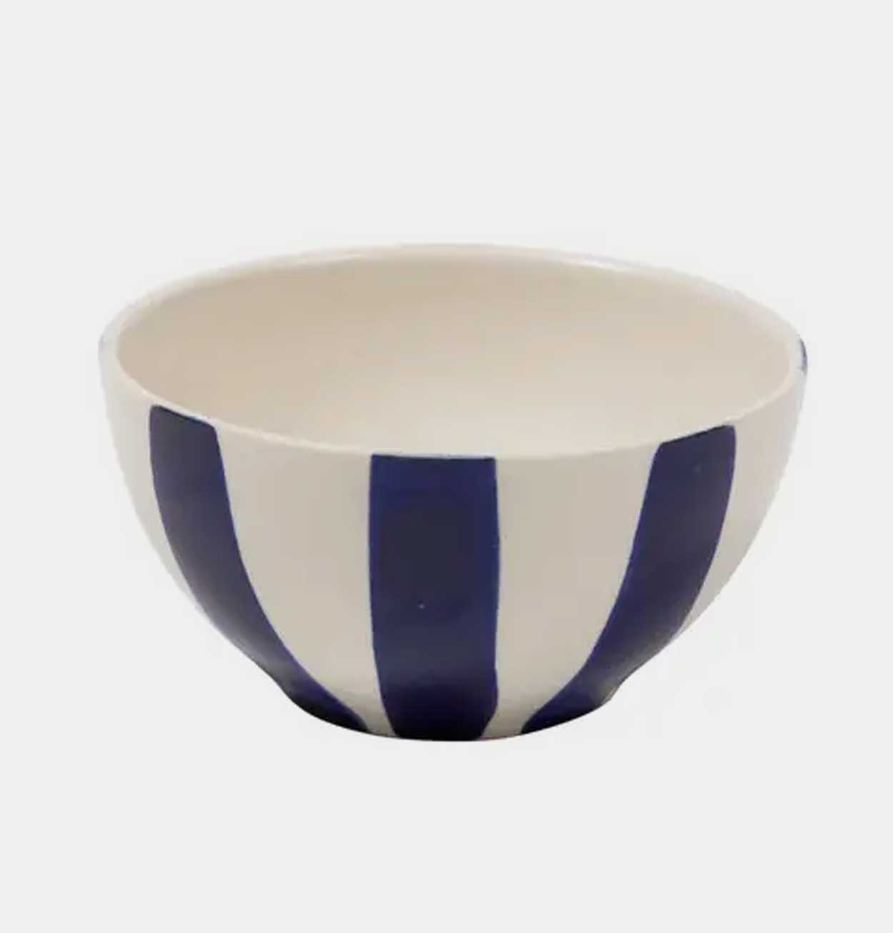Handmade Striped Ceramic Nibble Bowl – Blue