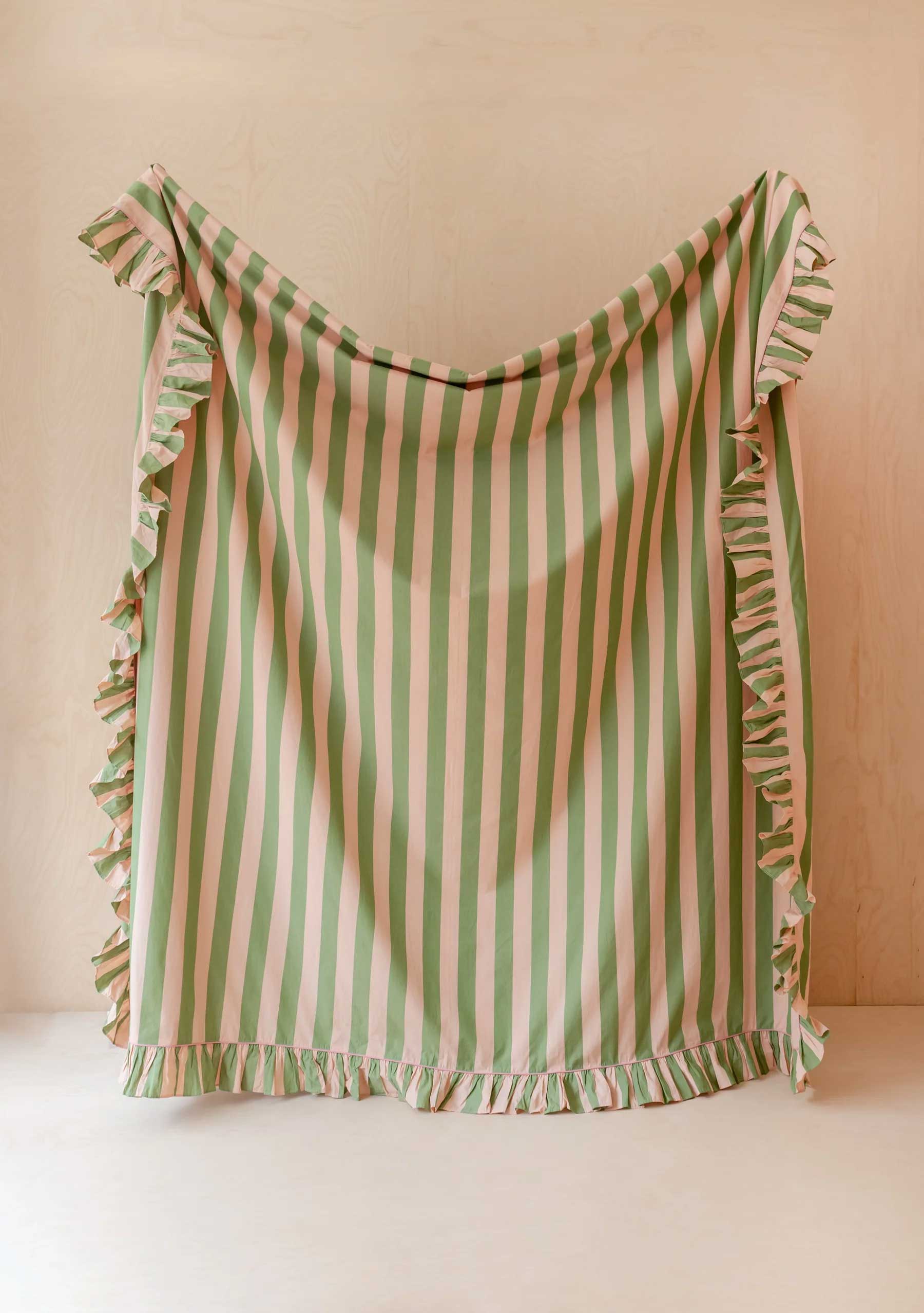TBCo Cotton Duvet Cover – Double – Green Stripe
