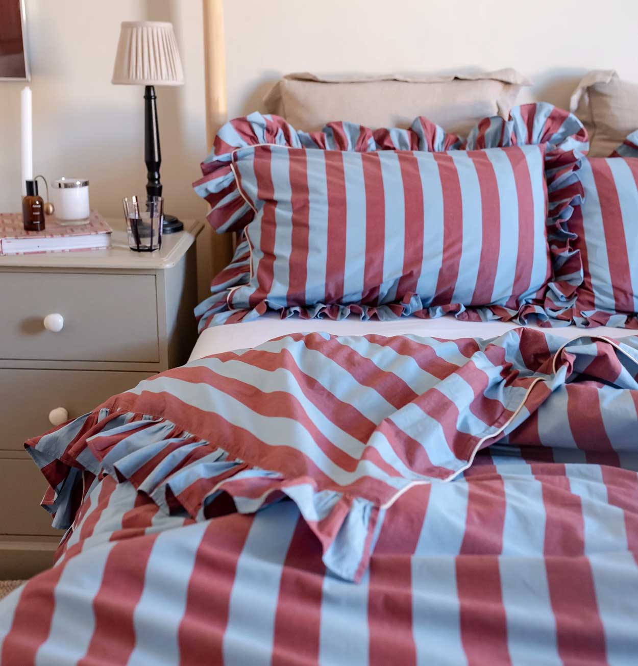 TBCo Cotton Duvet Cover – Double – Blue & Red Stripe
