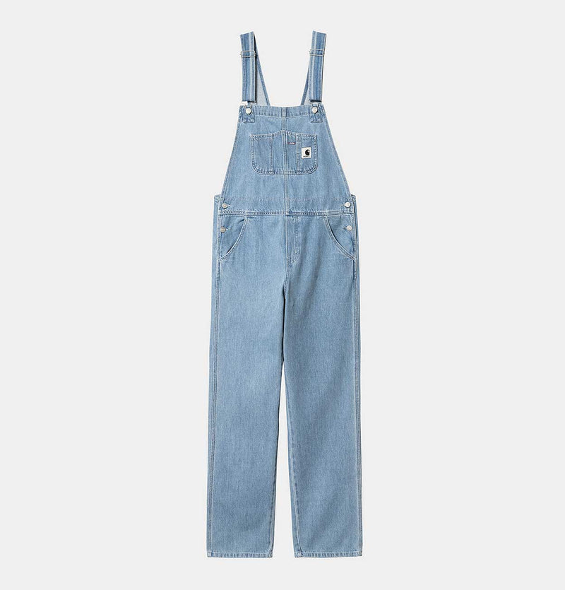 Carhartt WIP Women's Bib Overall Straight in Blue Stone Bleached