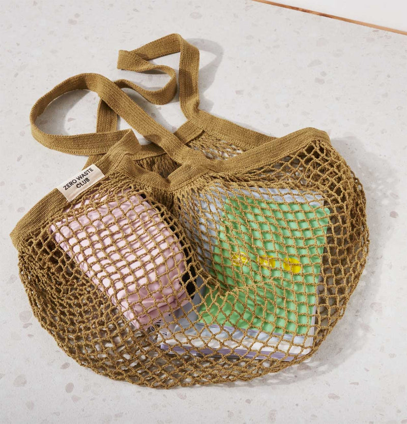 Zero Waste Club Organic Cotton Mesh Shopping Grocery Bag in Pink