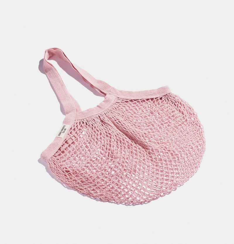 Zero Waste Club Organic Cotton Mesh Shopping Grocery Bag in Pink